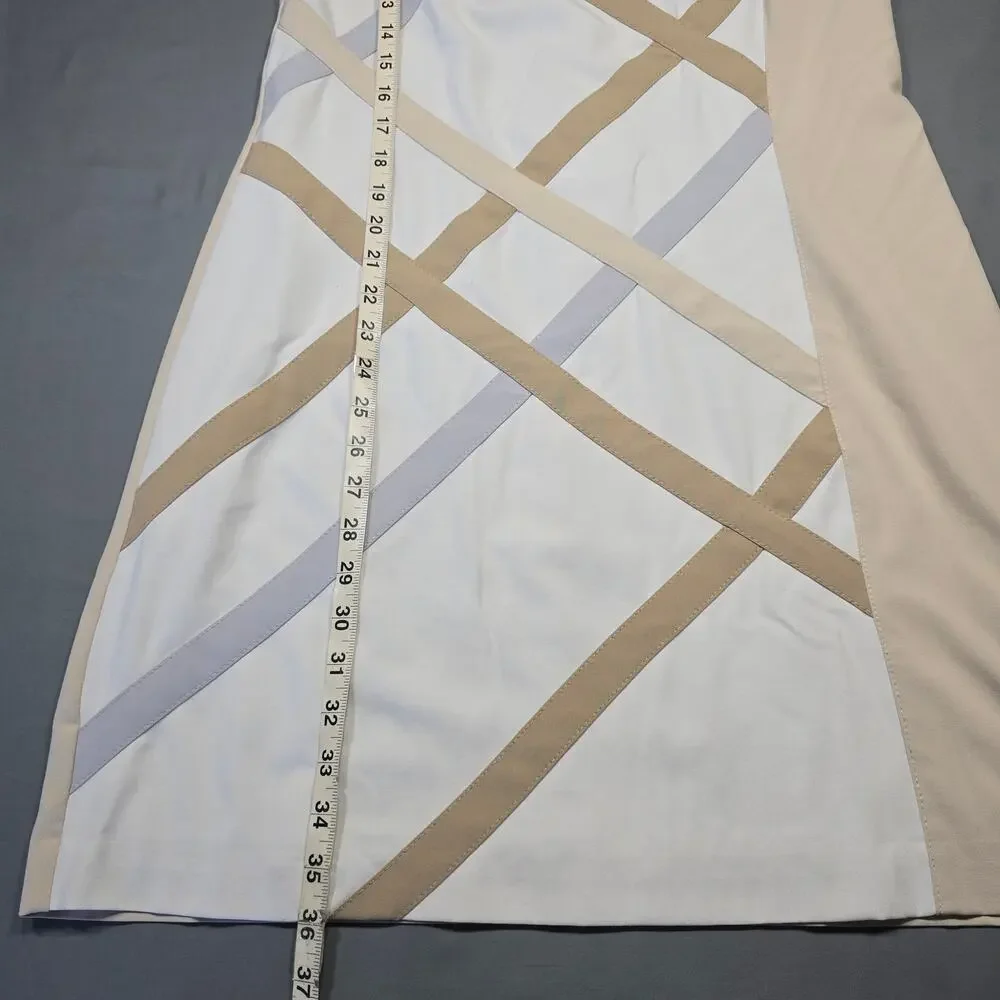 White House Black Market Cream and Tan Midi Dress - Picture 6 of 12